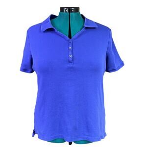 Lane Bryant Polo Style Top Plus Size 14 Blue 100% Cotton